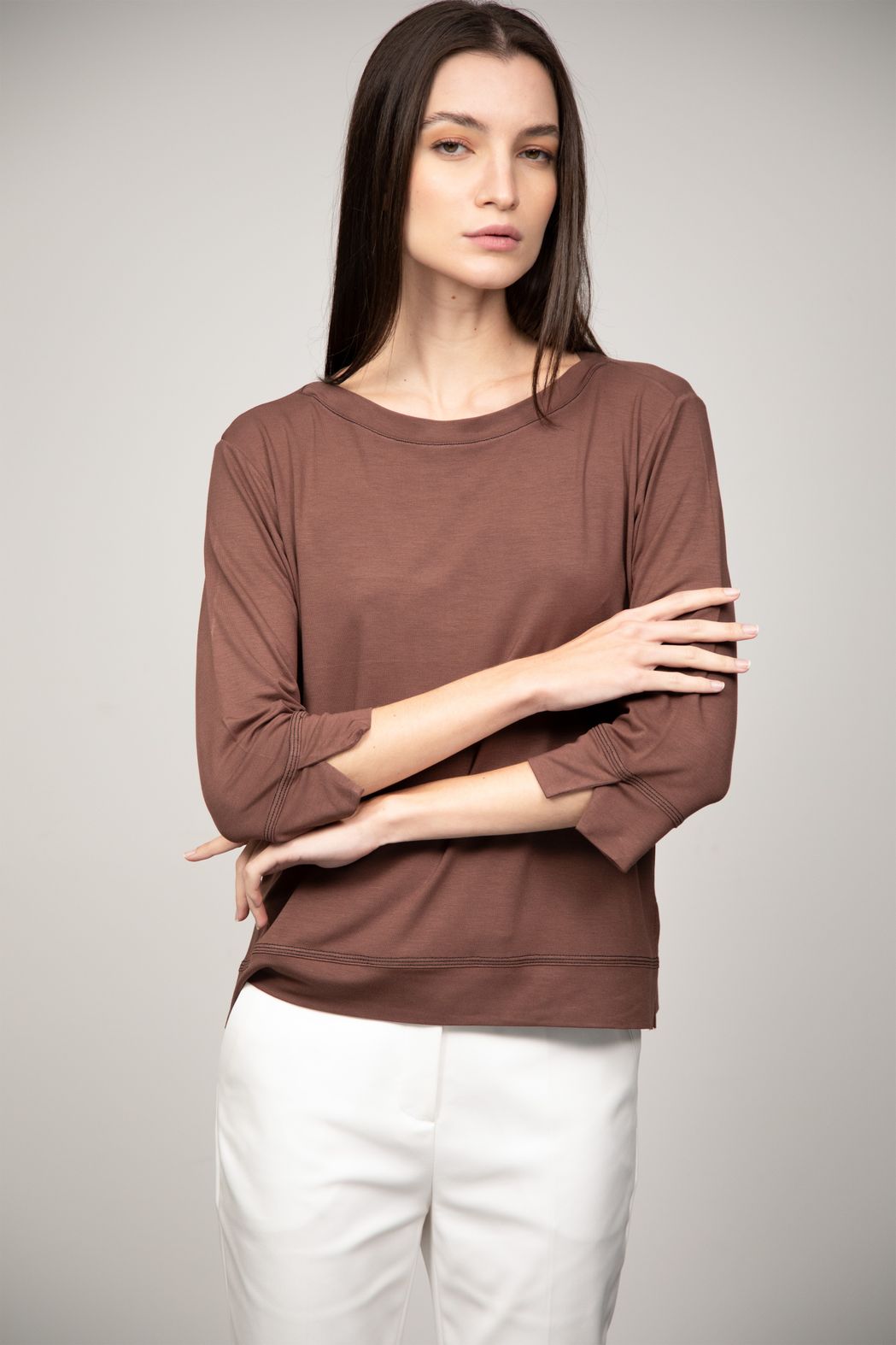 Blusa  Pesponto Chocolate Marta