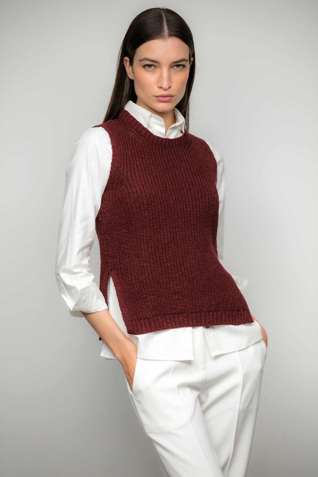 Colete Tricot Bordô Beatriz