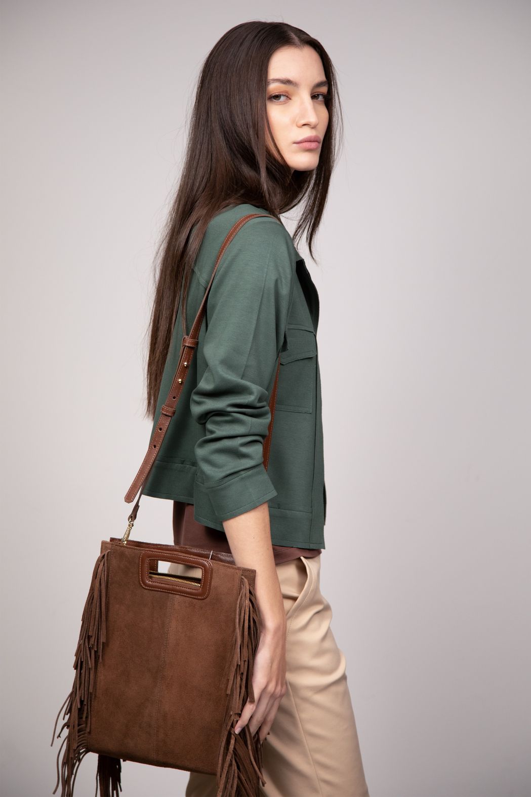 Bolsa Franjas Castanha Laura