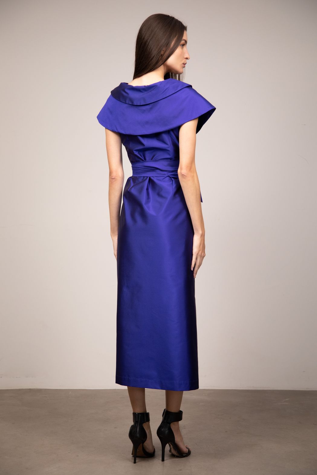 Vestido Tafetá Azul Manuela