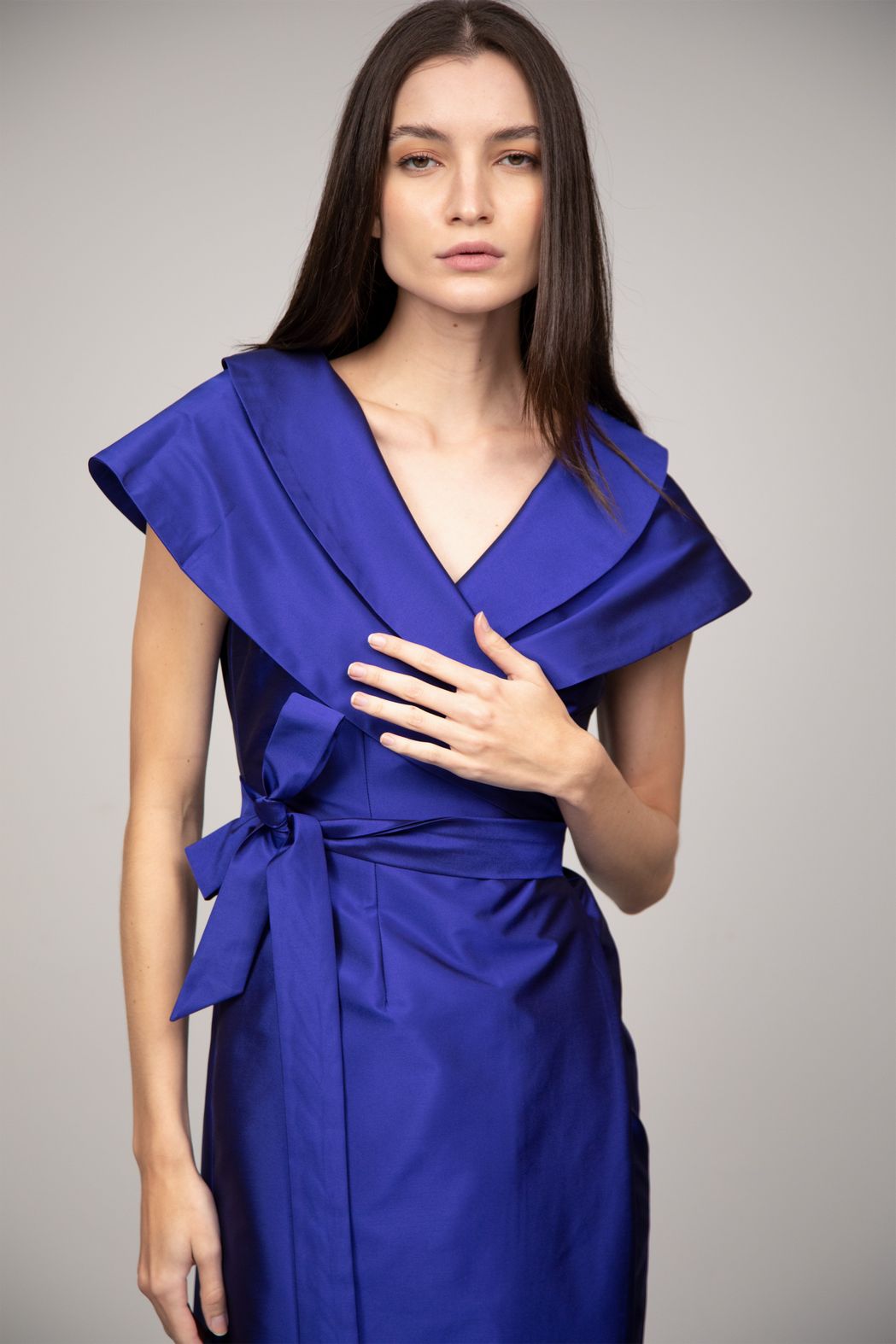 Vestido Tafetá Azul Manuela