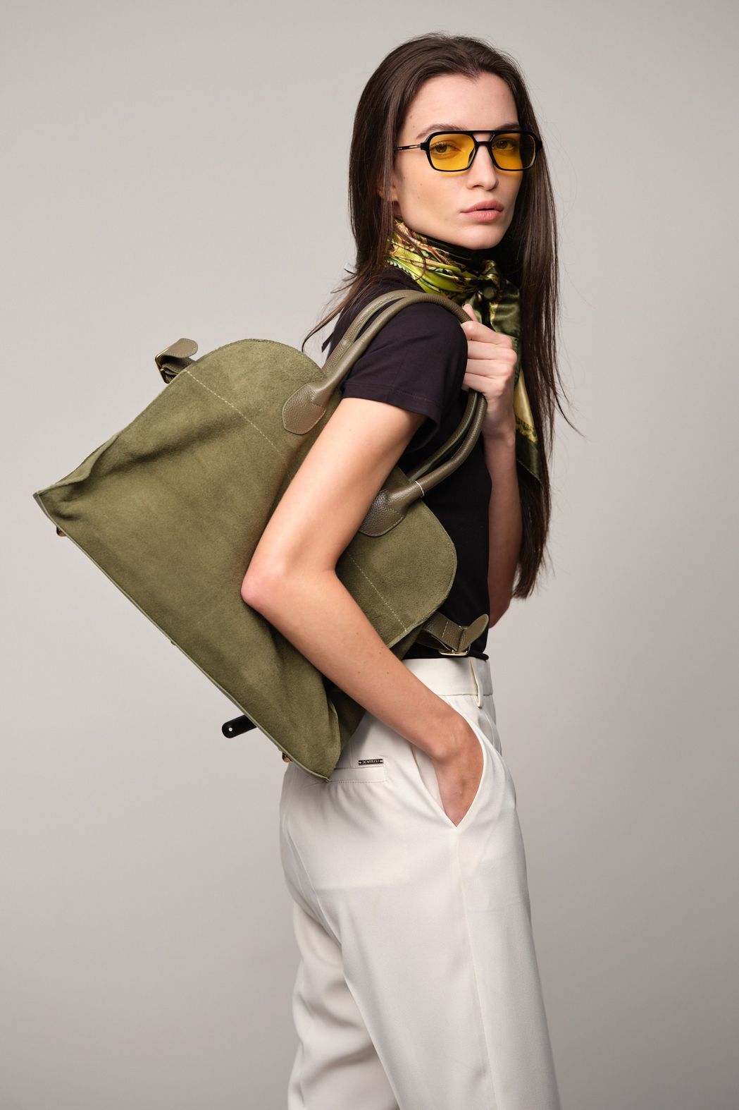 Bolsa Shopper Camurça Verde Milena