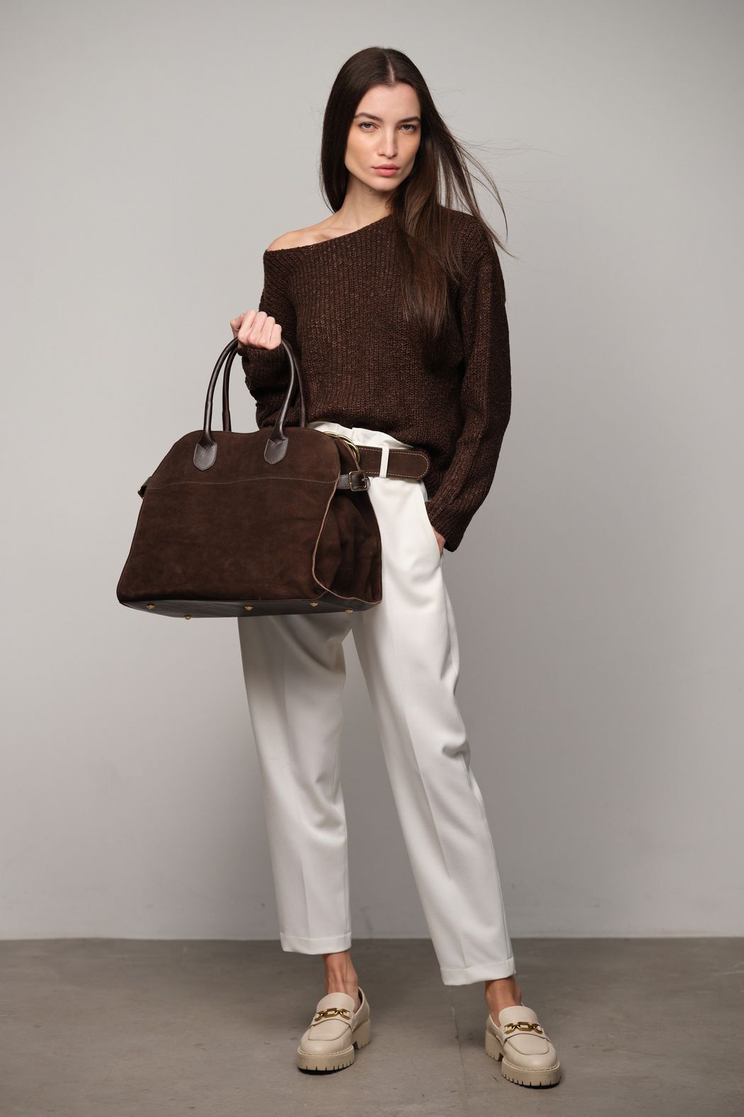 Bolsa Shopper Camurça Pinhão Milena