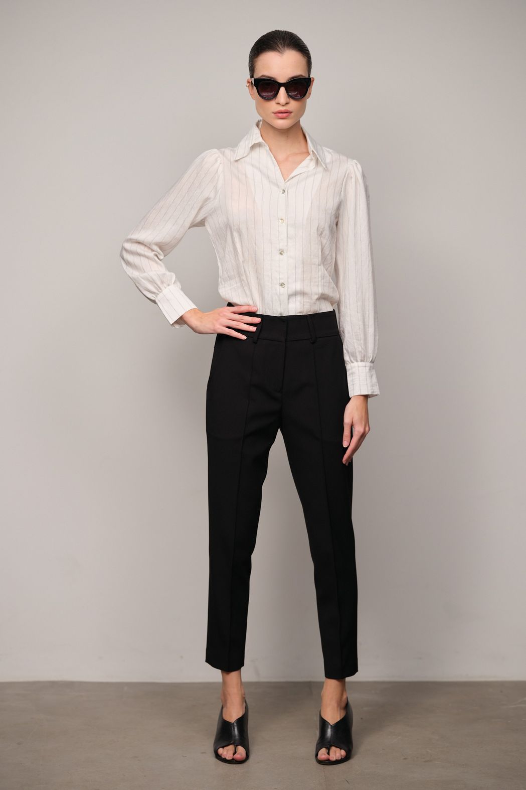 Camisa Risca de Giz  Fio Tinto com Viscose  Zoe