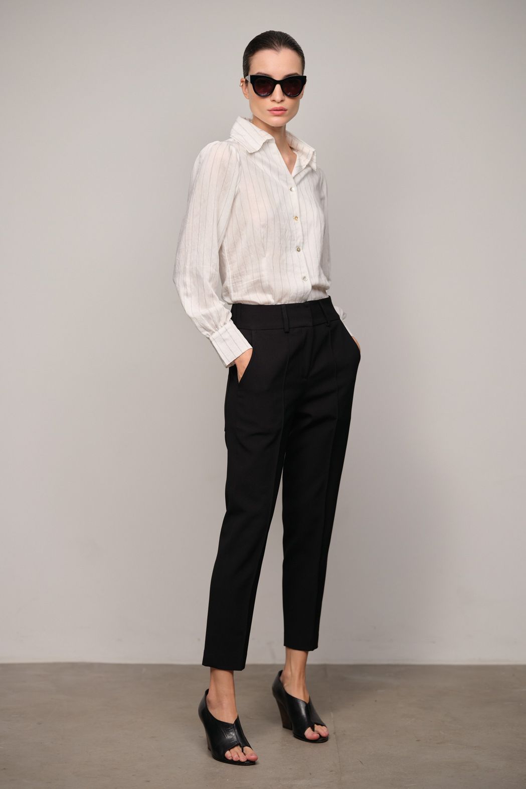 Camisa Risca de Giz  Fio Tinto com Viscose  Zoe