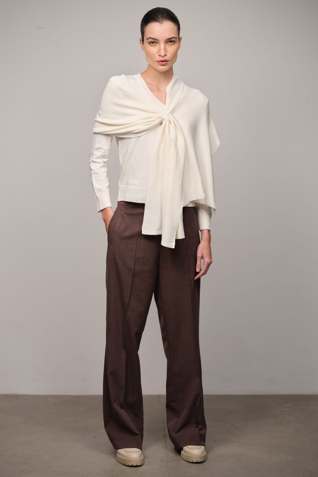 Calça Pantalona Alfaitaria Marrom Marcela 