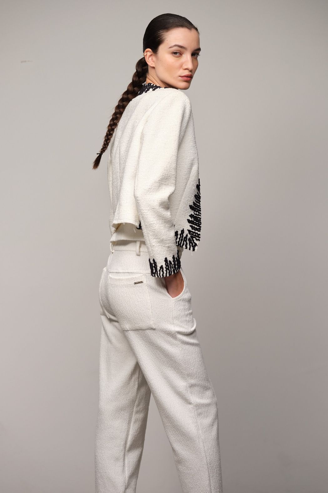 Calça Malha  Boucle Off White Vivian