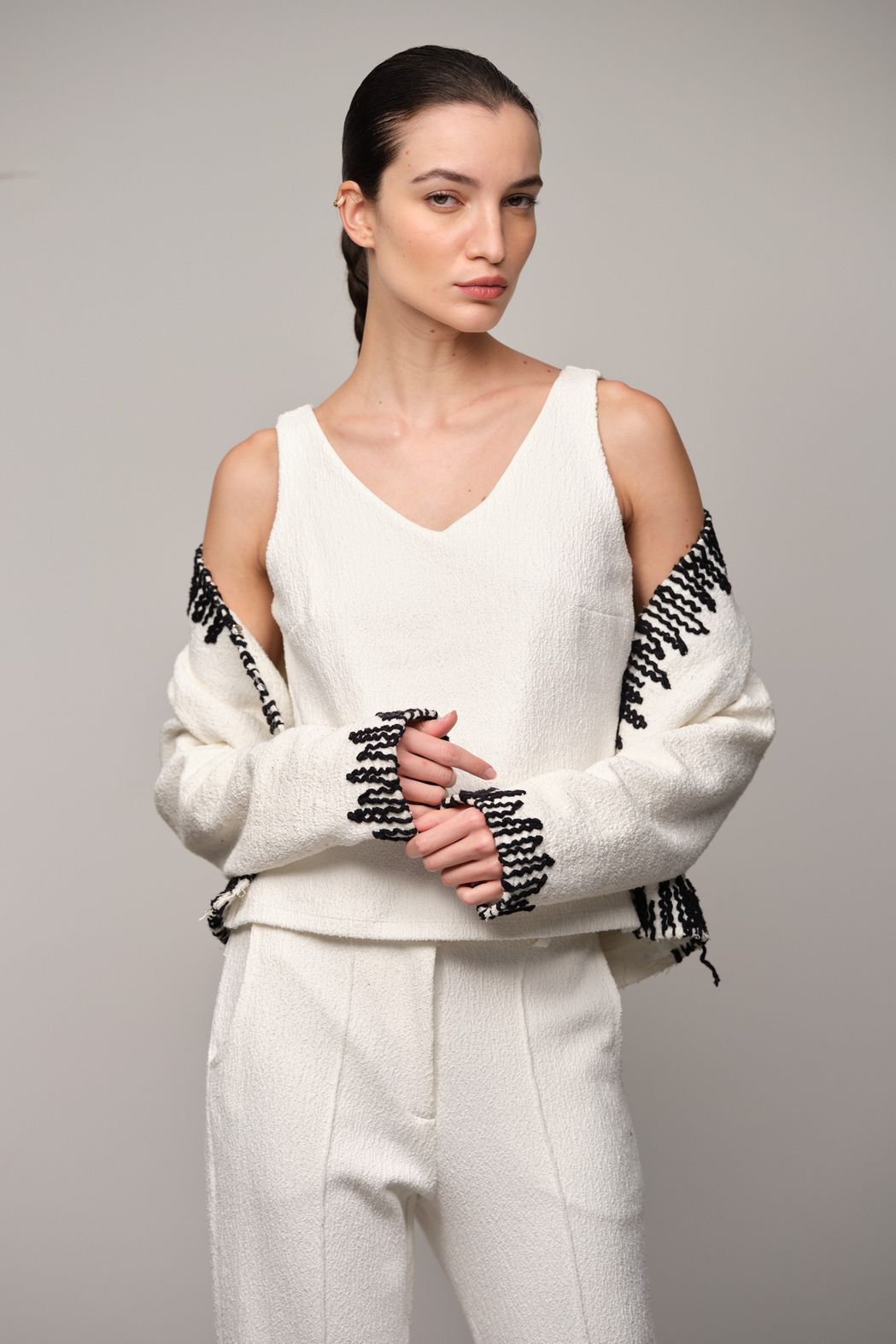 Top Malha  Boucle Off White Vivian