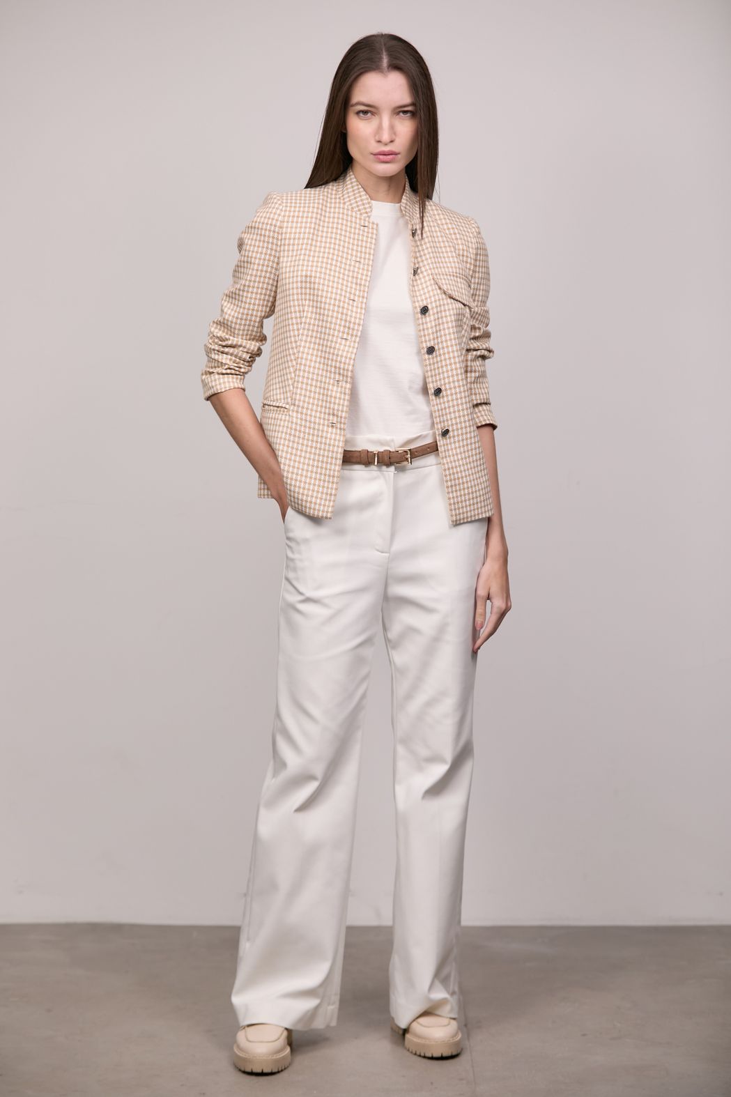 Blazer Xadrez Bege Luiza 