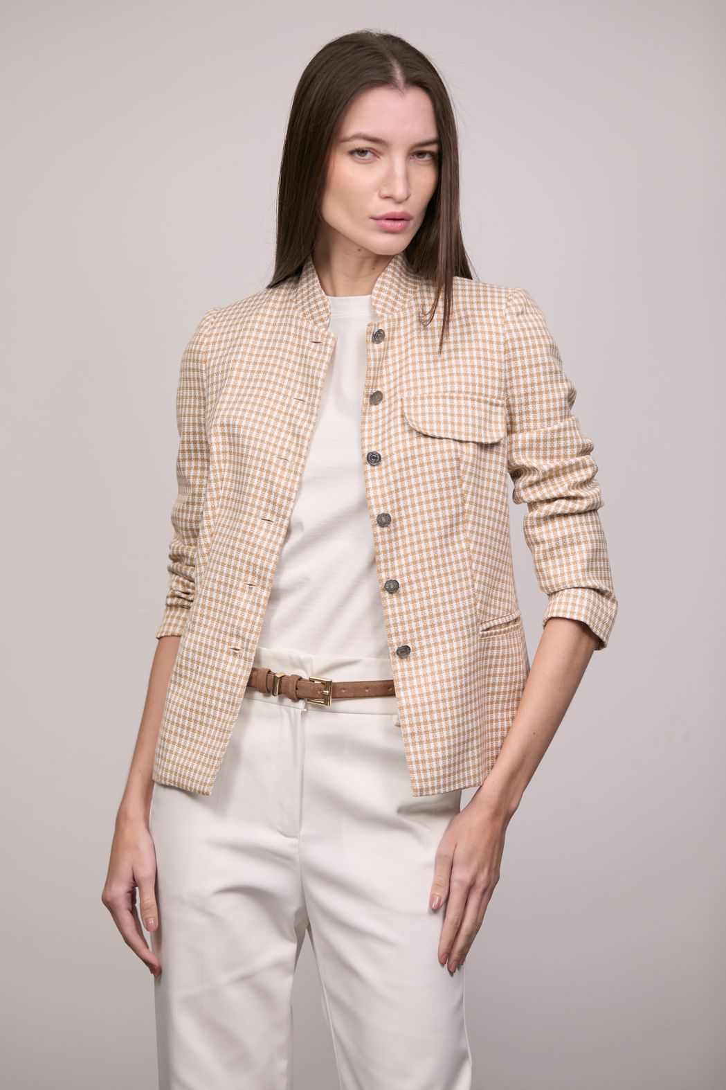 Blazer Xadrez Bege Luiza 