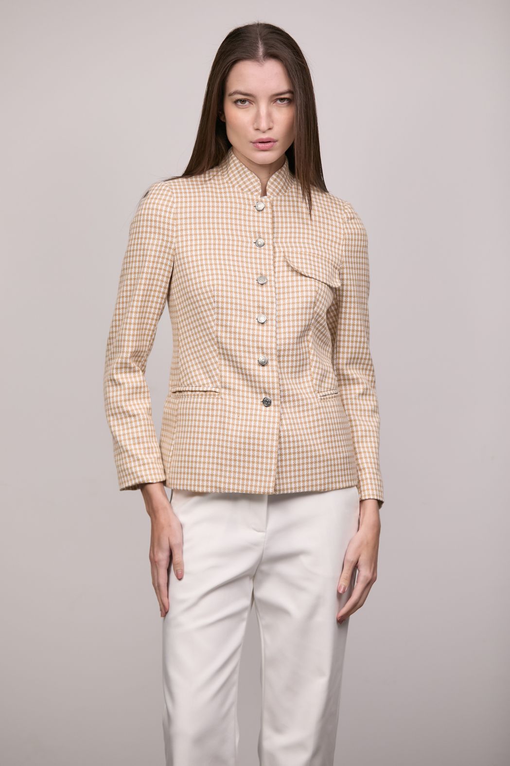 Blazer Xadrez Bege Luiza 