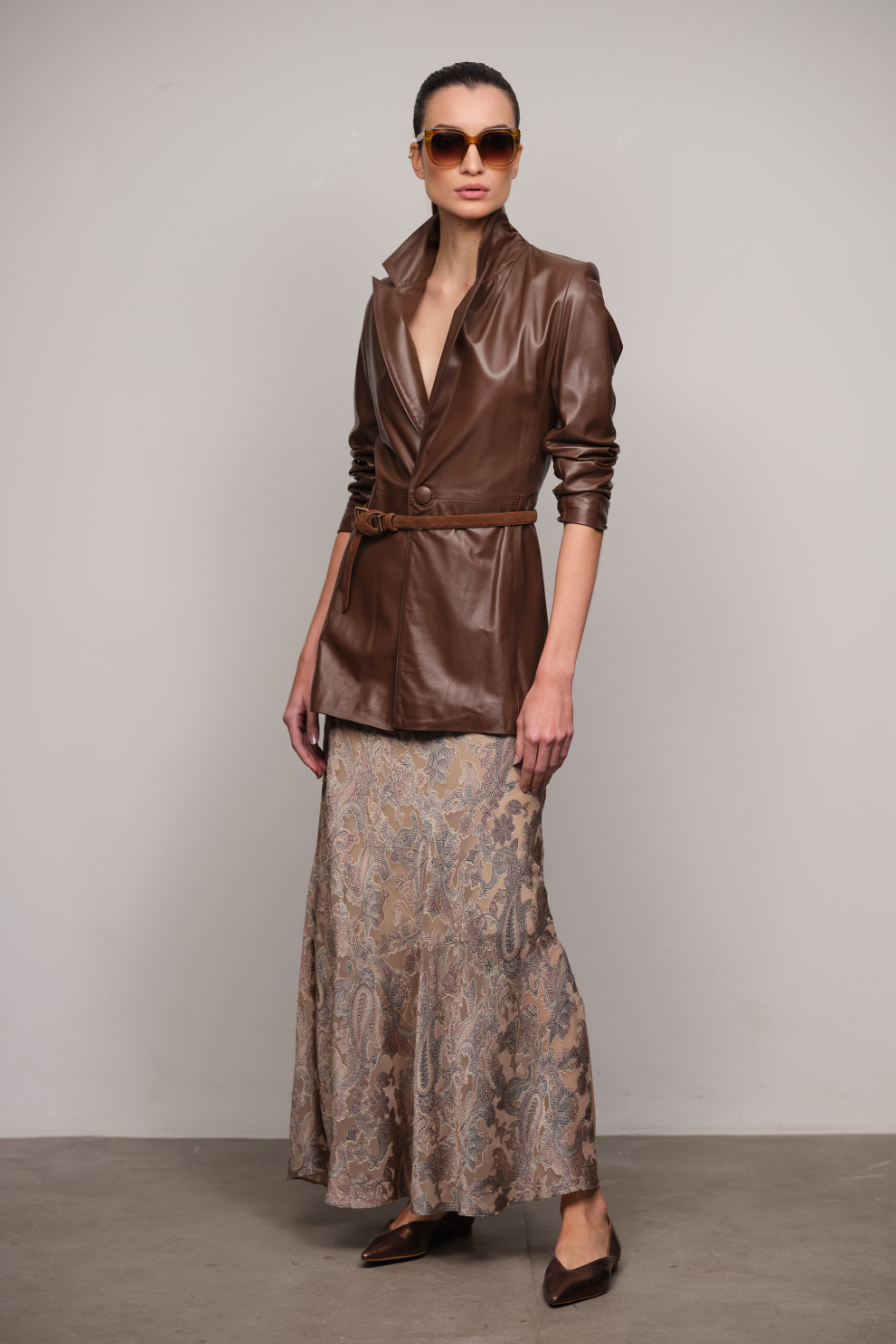 Saia Midi Estampa Cashmere Devore Isis