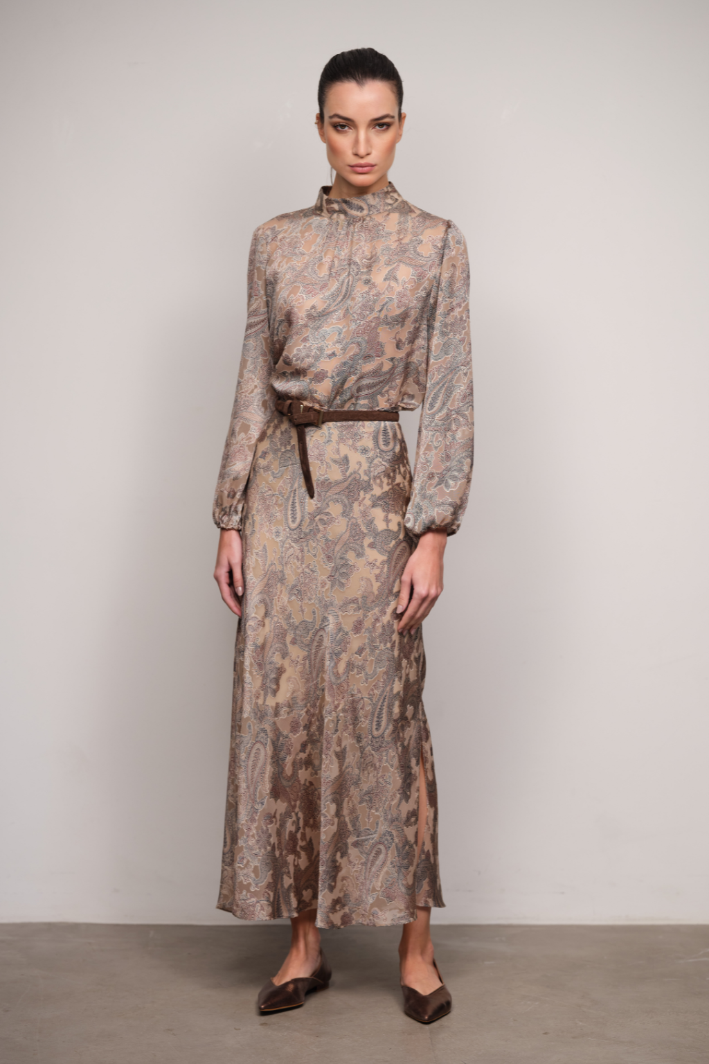 Saia Midi Estampa Cashmere Devore Isis