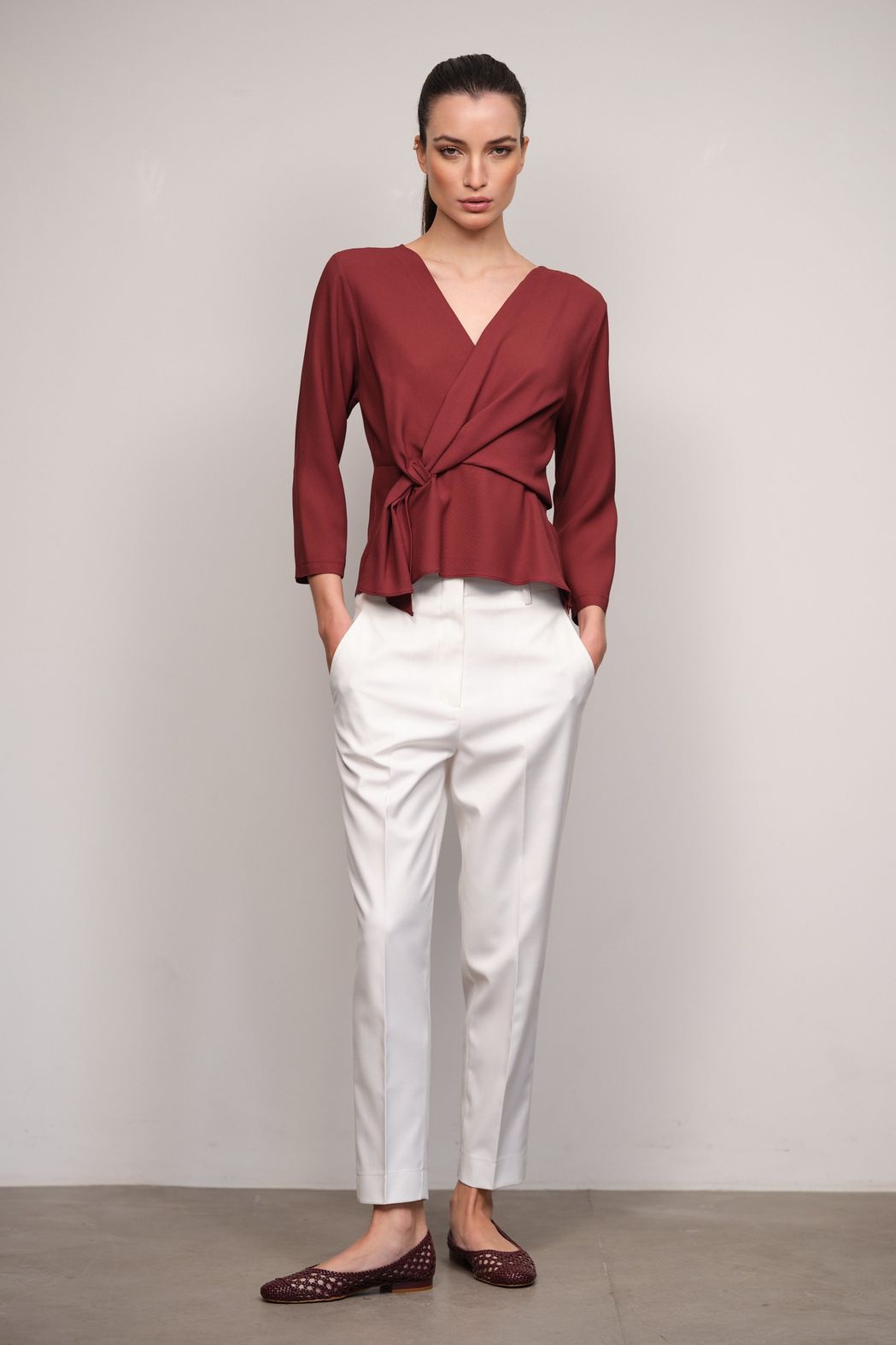Blusa Crepe Patou Vinho Leticia