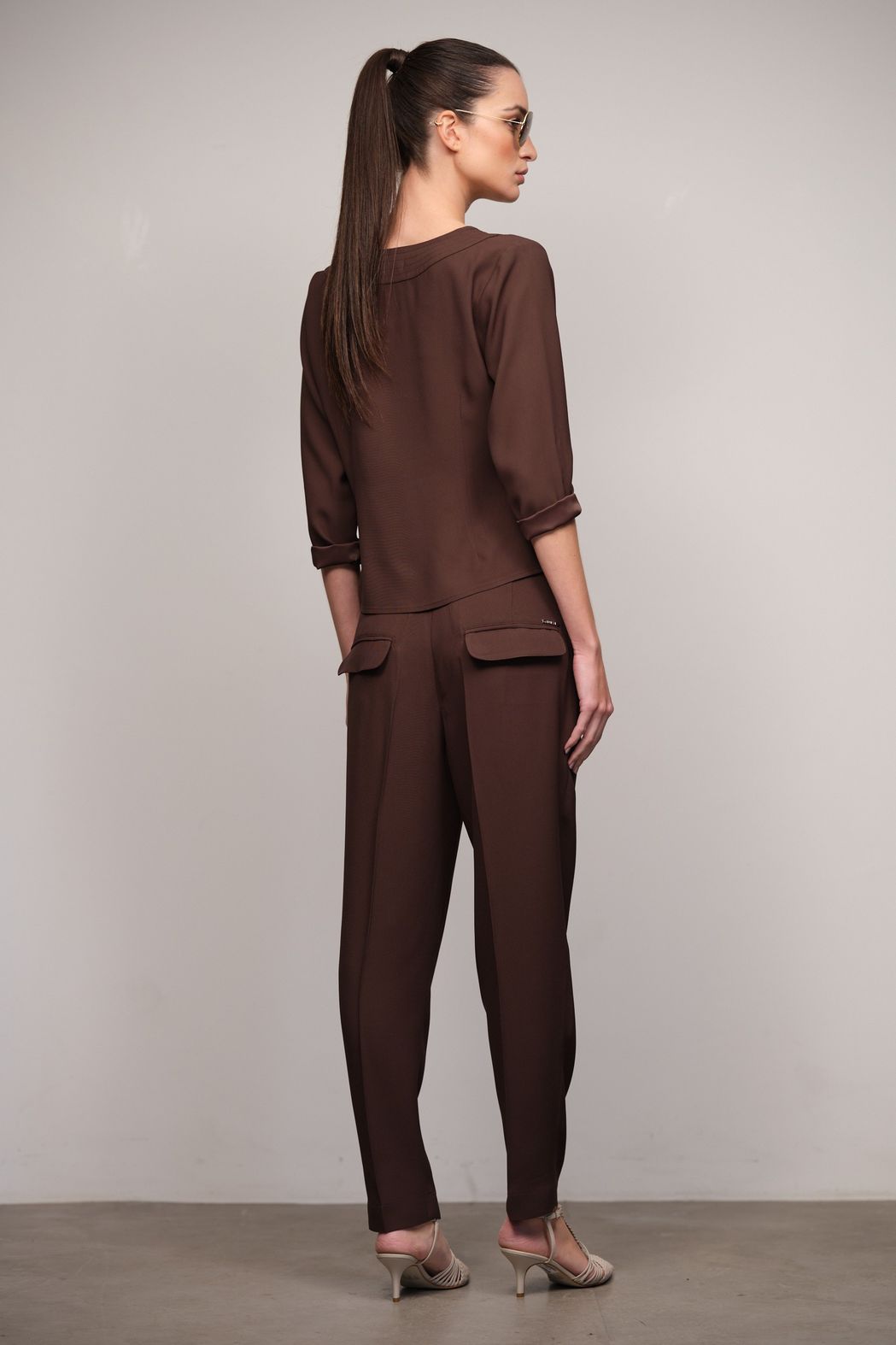 Blusa Crepe Patou Café Livia