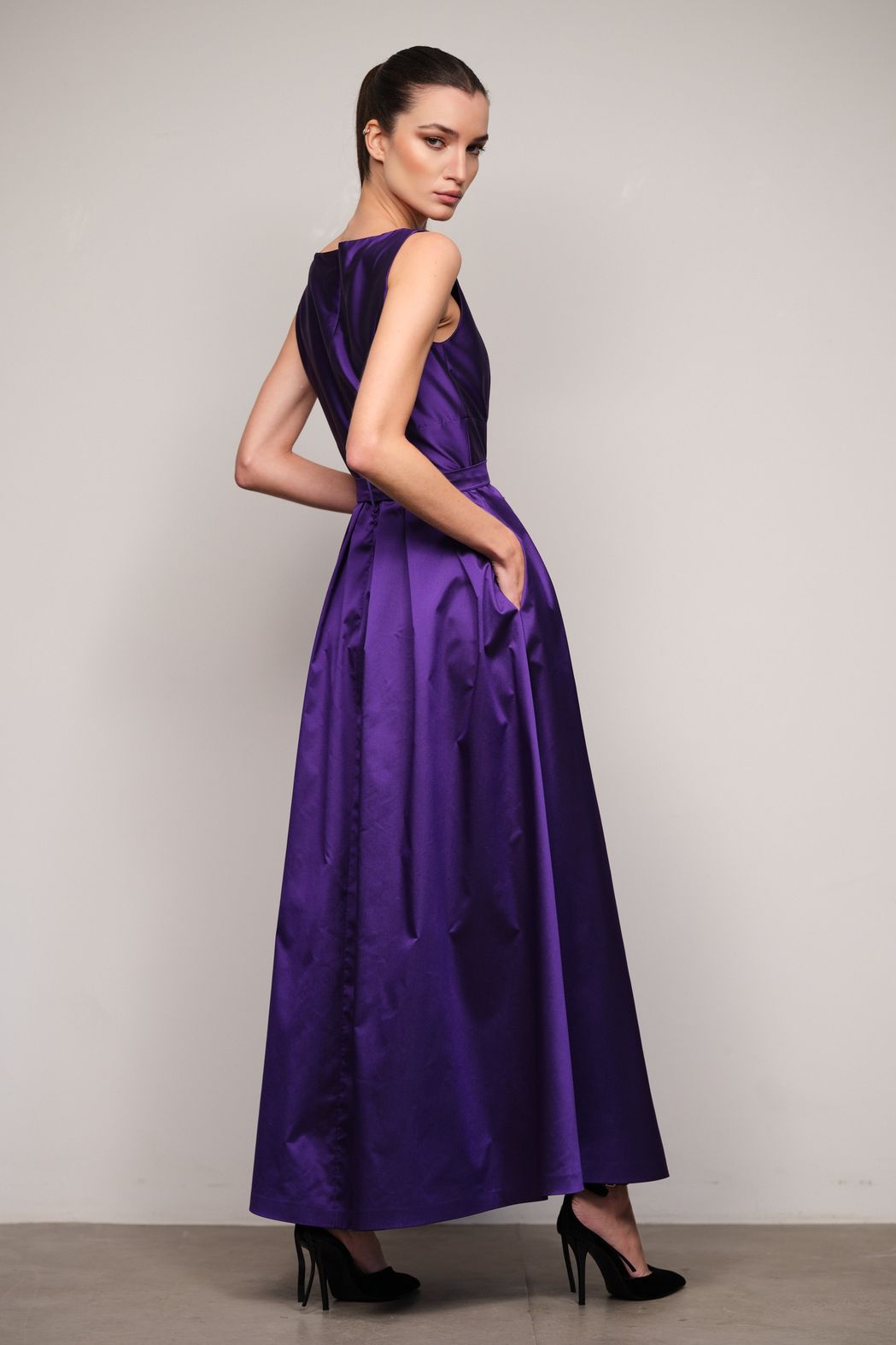 Vestido Longo de Tafetá Ametista Luiza