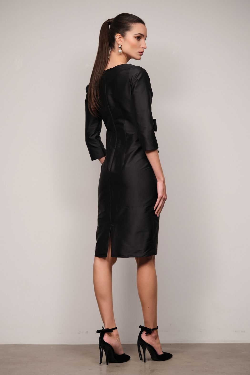 Vestido Tafetá Preto Georgia 