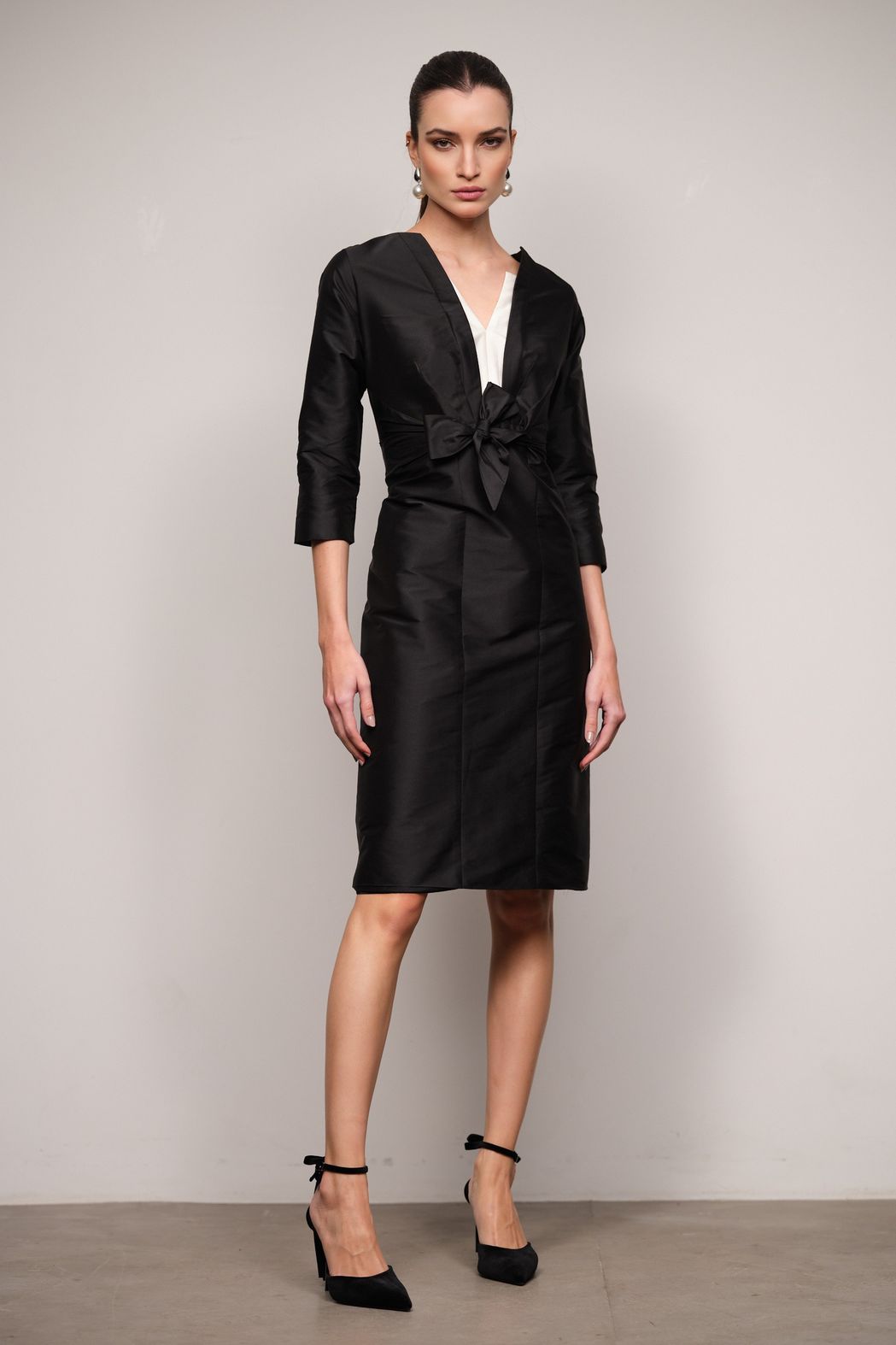 Vestido Tafetá Preto Georgia 