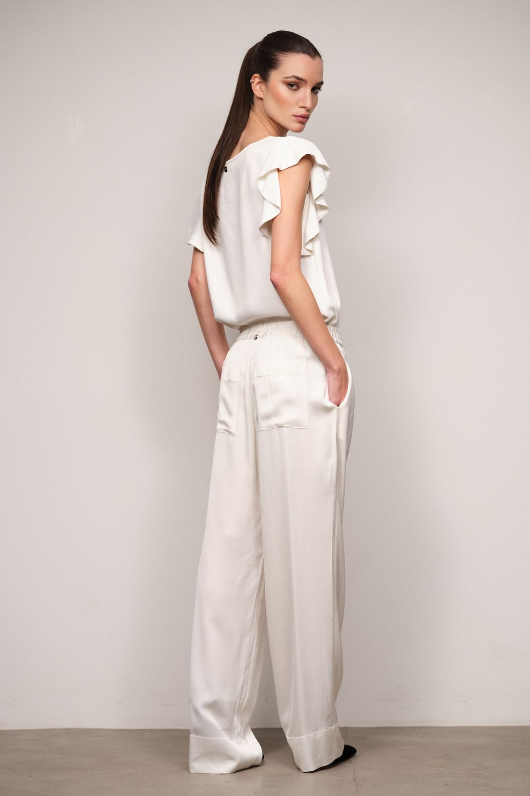Blusa Crepe Acetinado Off White Alicia