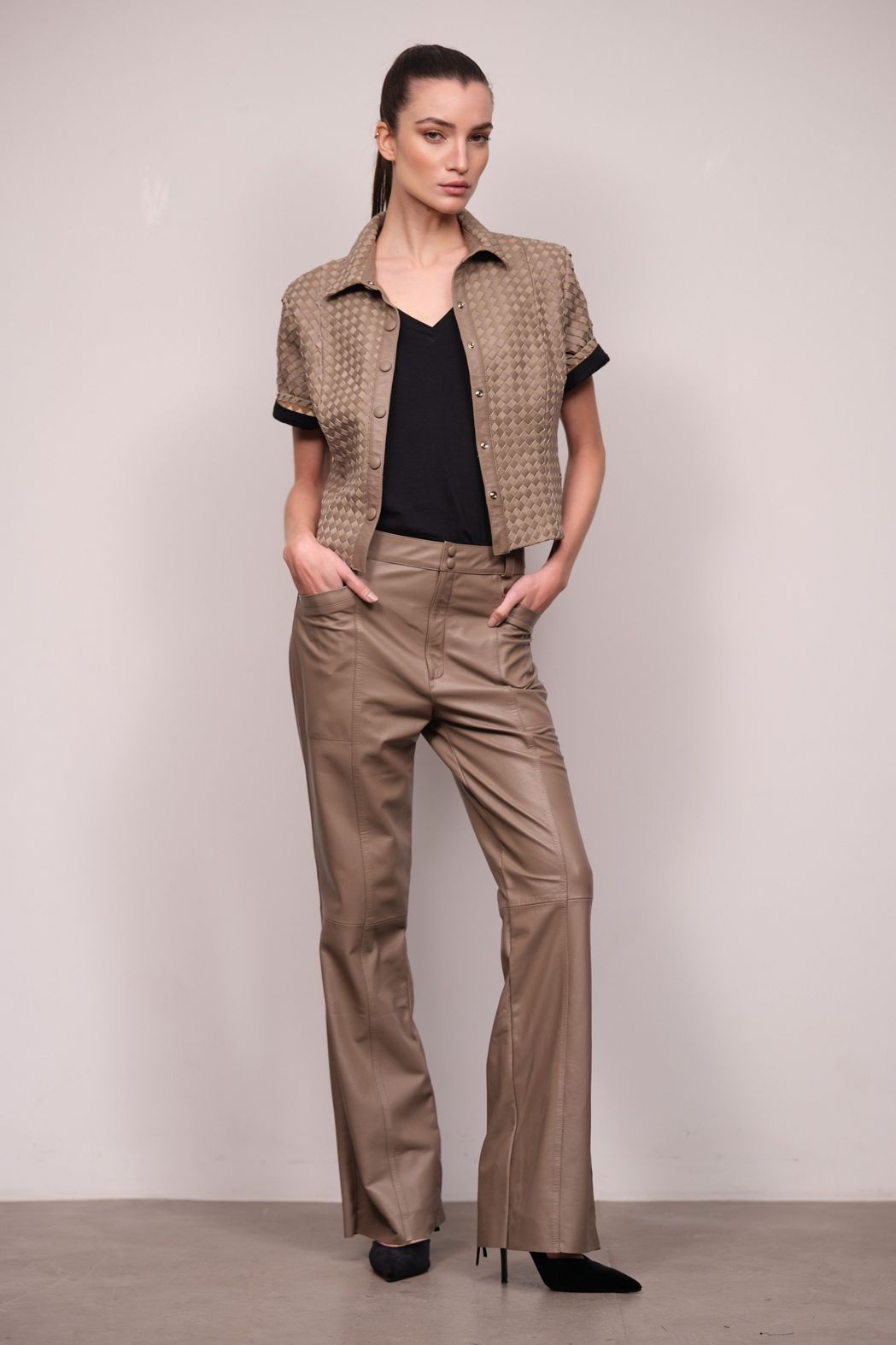 Camisa Couro Matelassê Fendi Lais