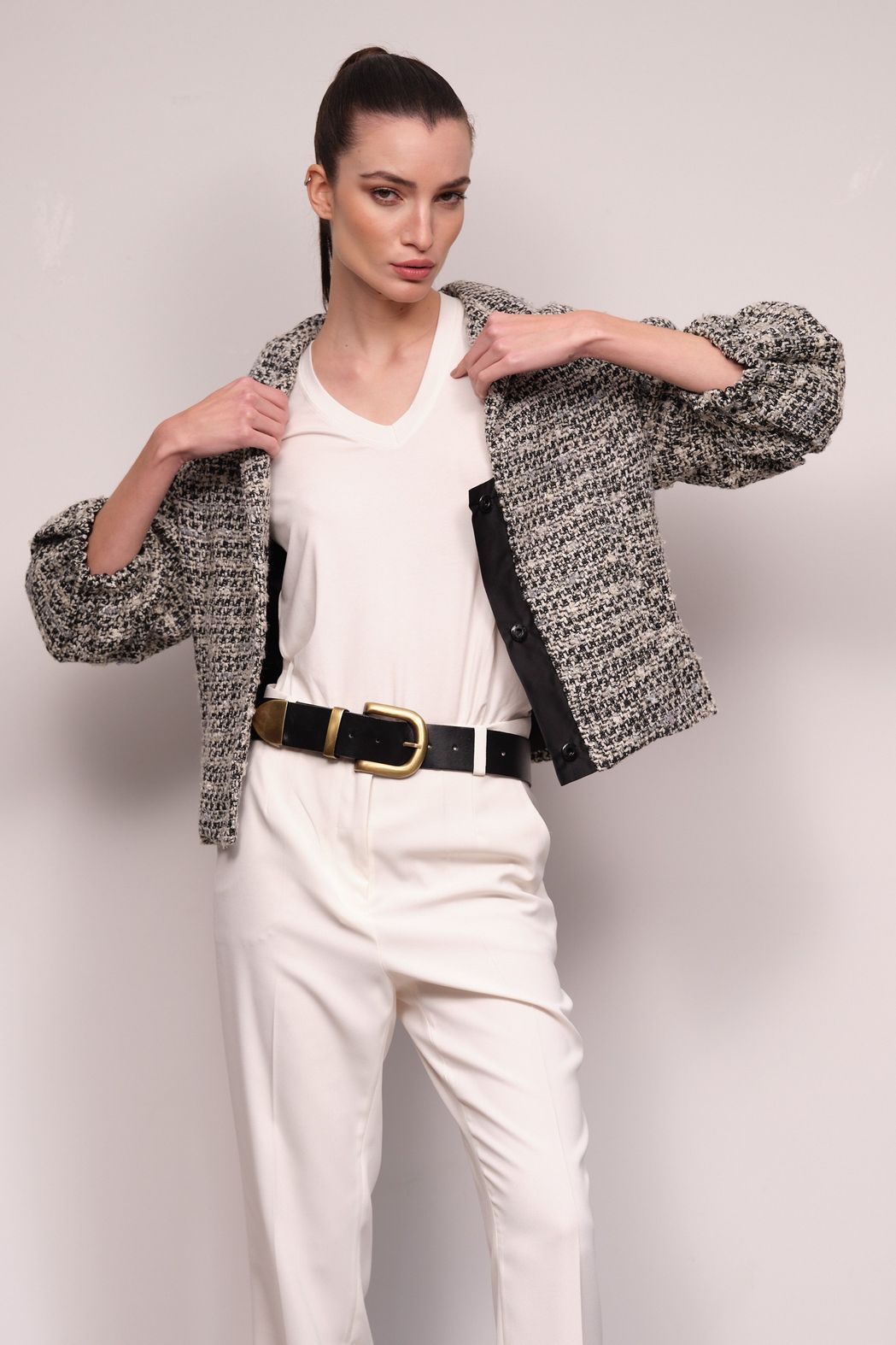Casaco Tweed Cinza Veneza