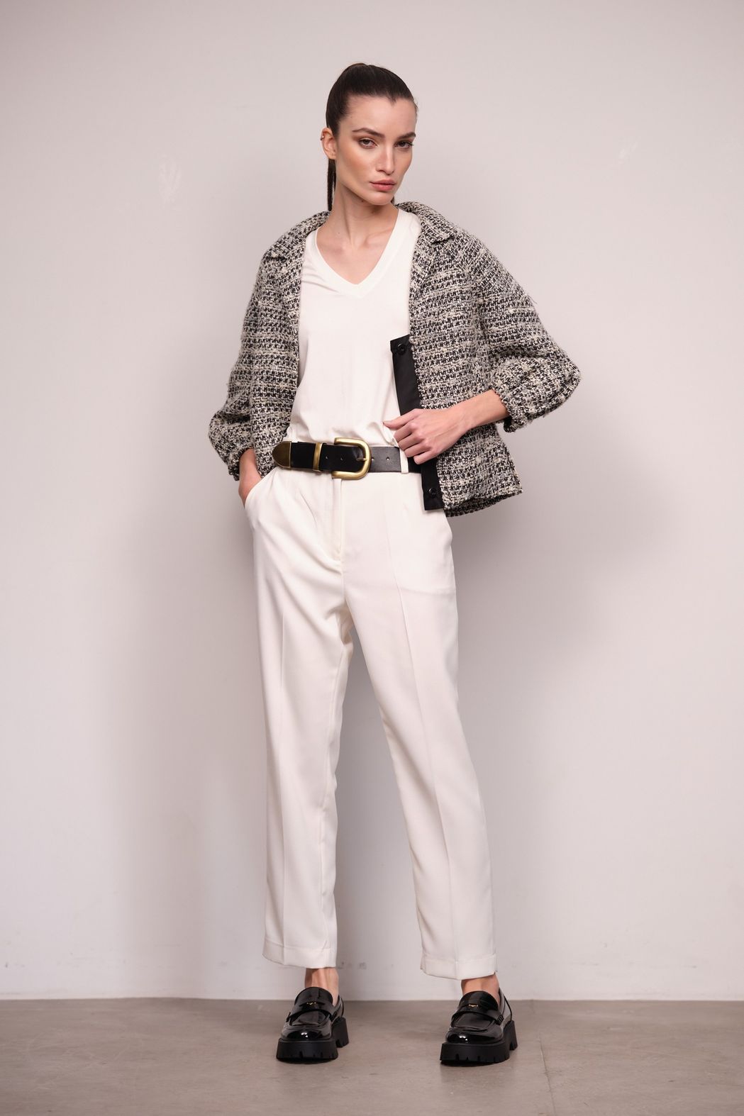 Casaco Tweed Cinza Veneza