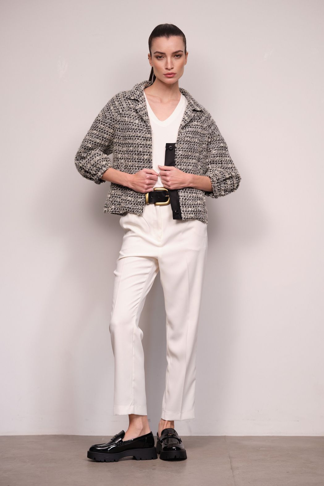 Casaco Tweed Cinza Veneza
