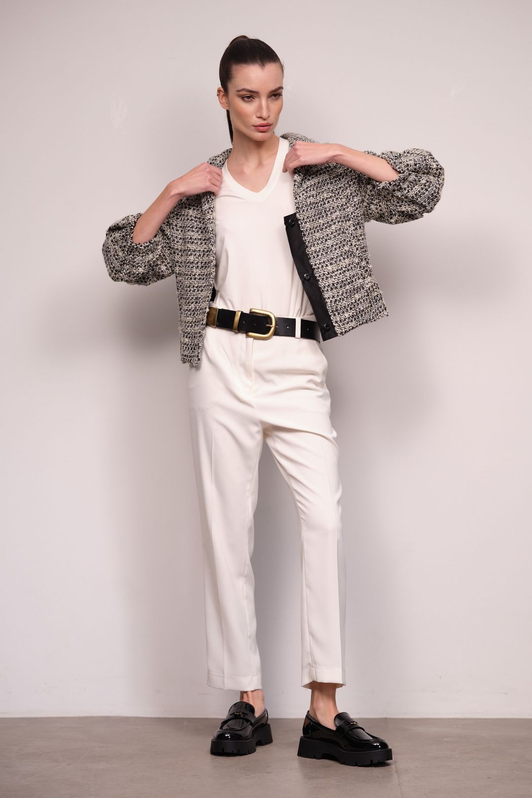 Casaco Tweed Cinza Veneza