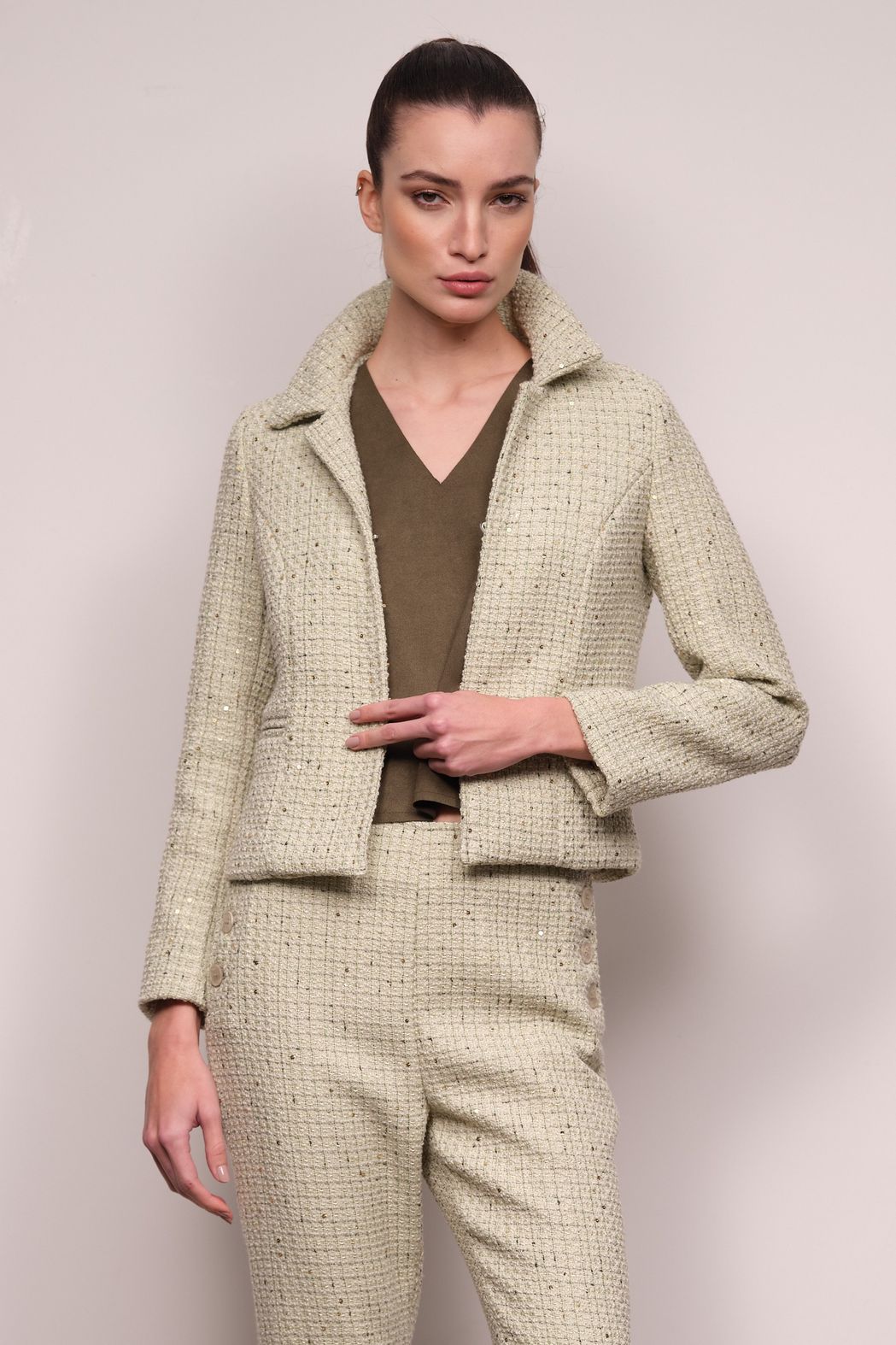 Blazer Tweed Verde Flora