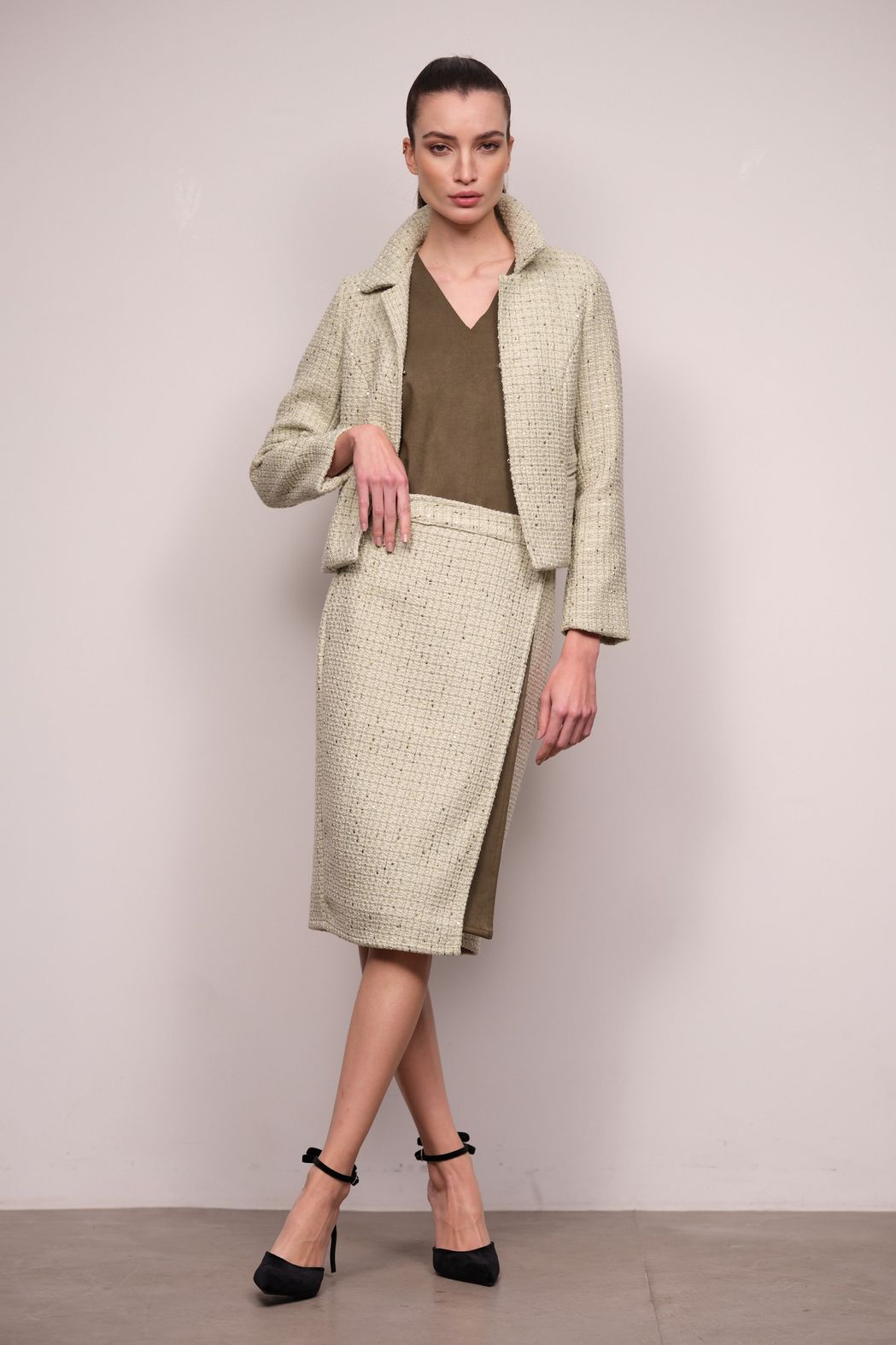 Saia Tweed Verde Florença