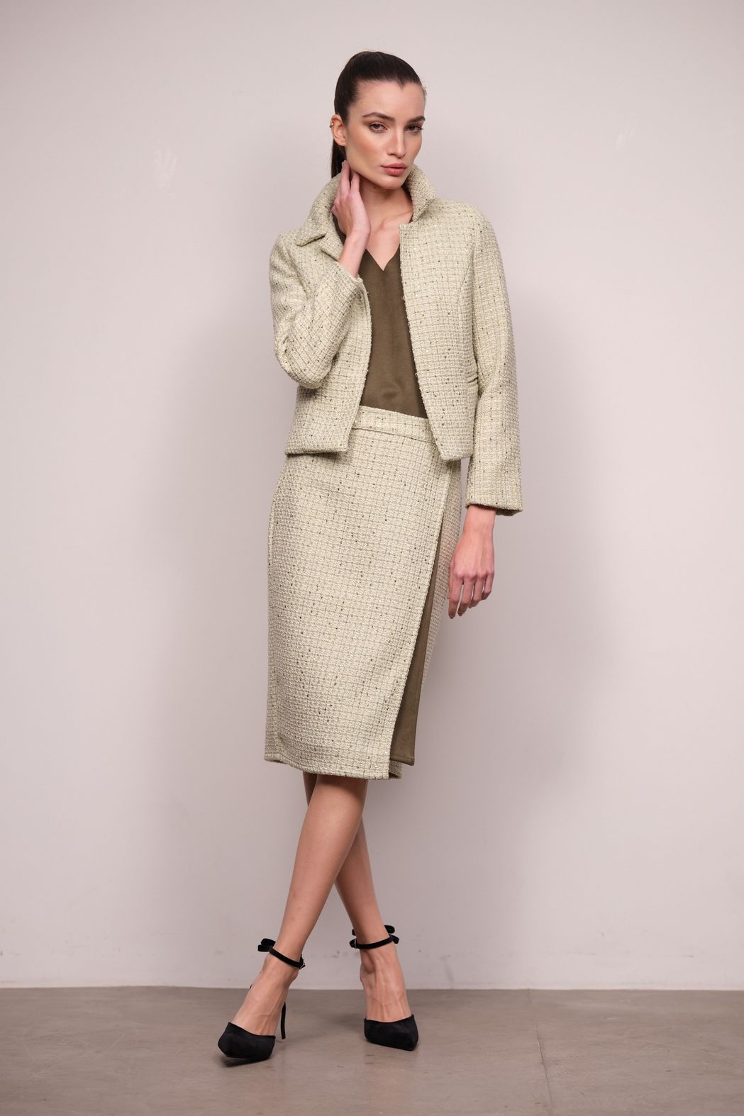 Saia Tweed Verde Florença