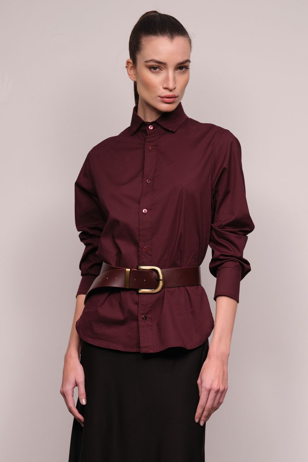 Camisa Slim Tricoline Vinho Carlota CB