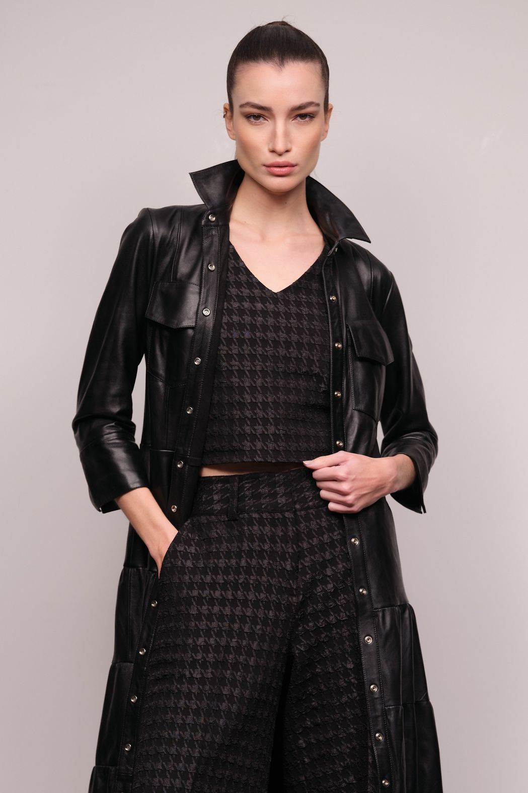 Vestido Pelica Longo em Camadas Preto Lavinia