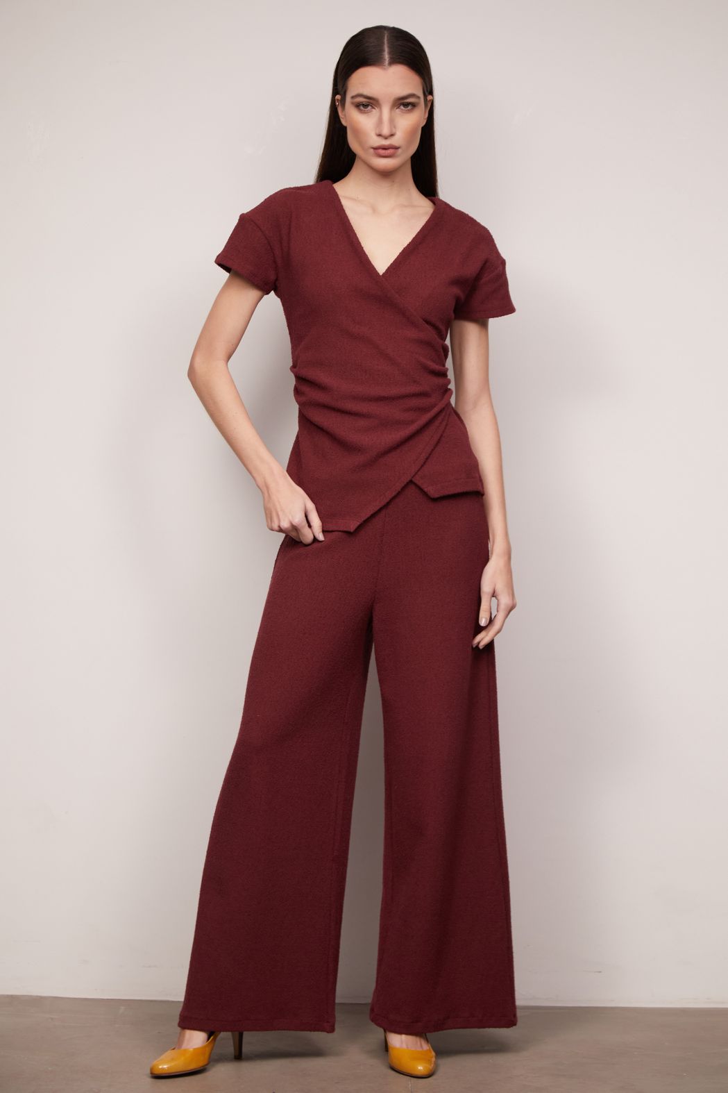 Blusa Manga Curta Boucle Vinho Miriam