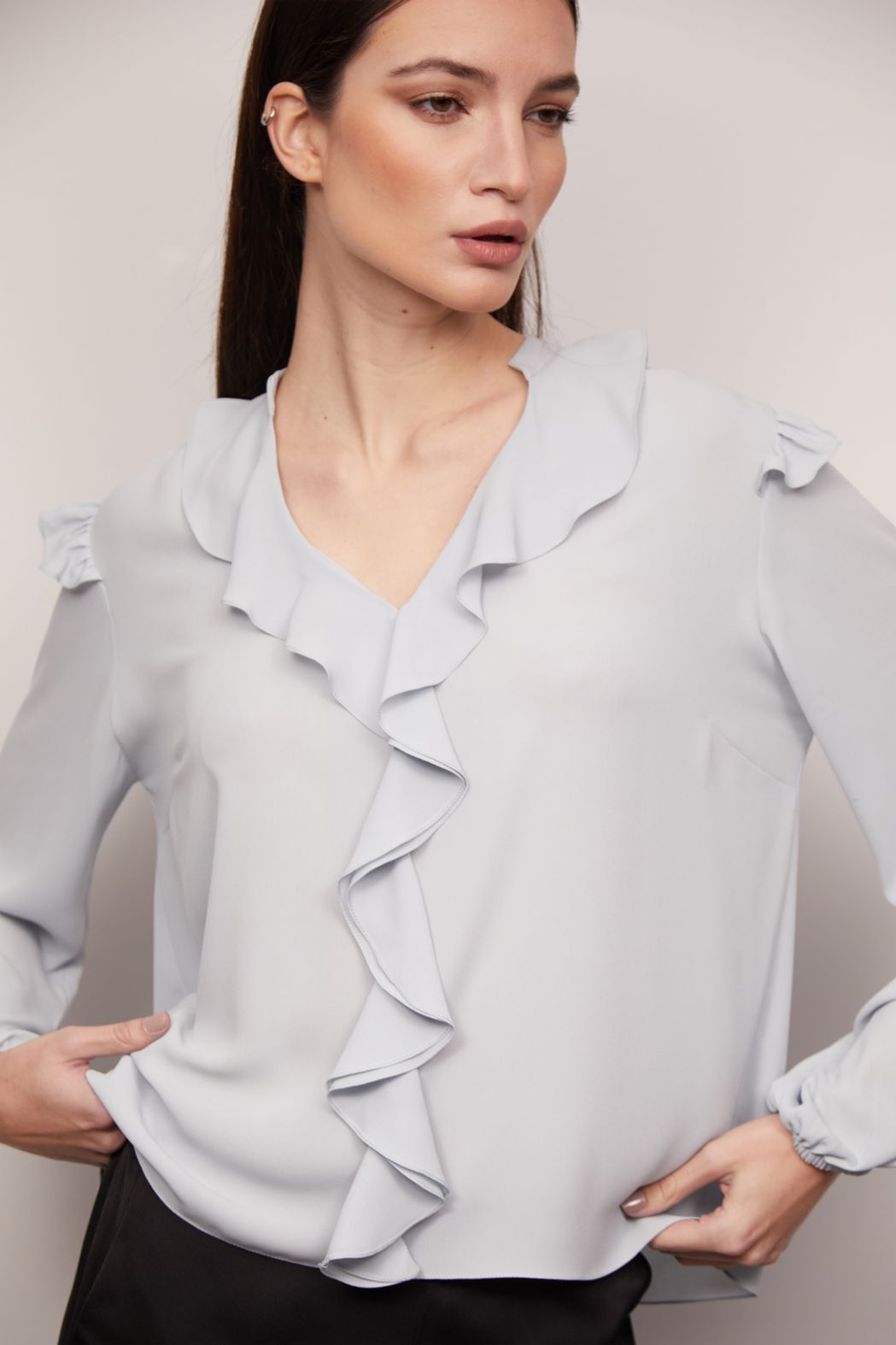 Blusa em Crepe Georgete Azul Angelica