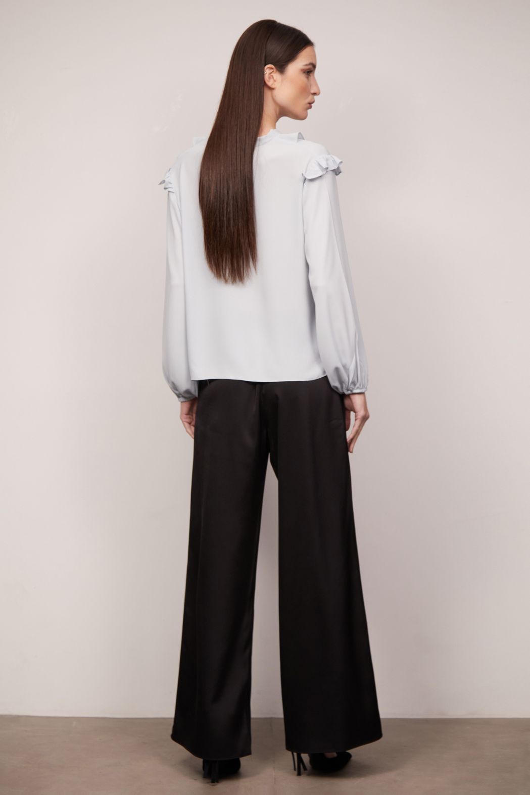Blusa em Crepe Georgete Azul Angelica