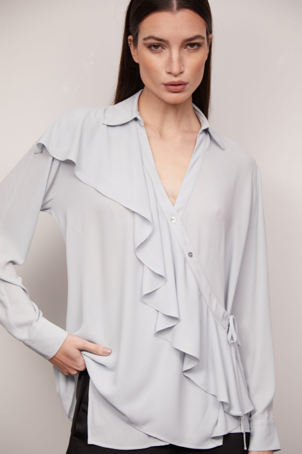 Blusa Crepe Georgete Azul Antonia