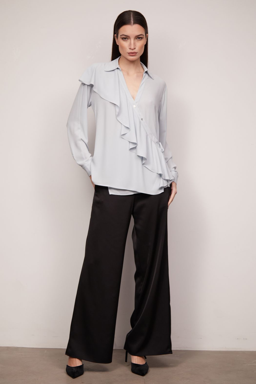 Blusa Crepe Georgete Azul Antonia