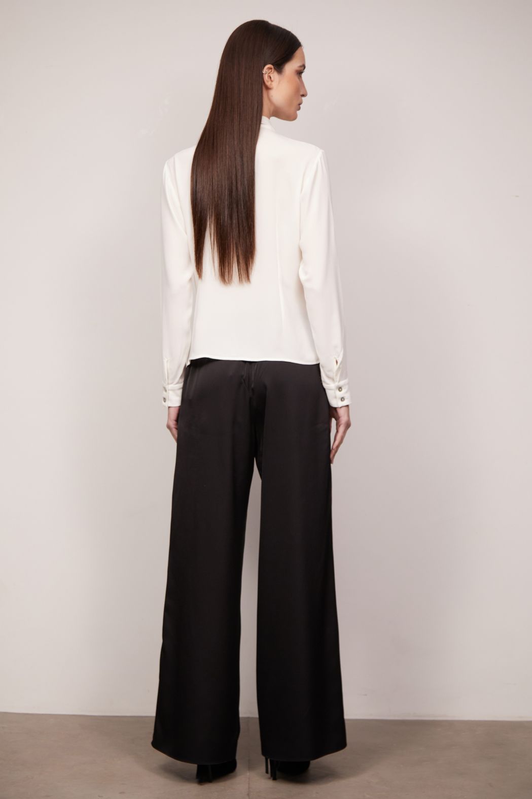 Camisa Crepe Georgete Off White Livia