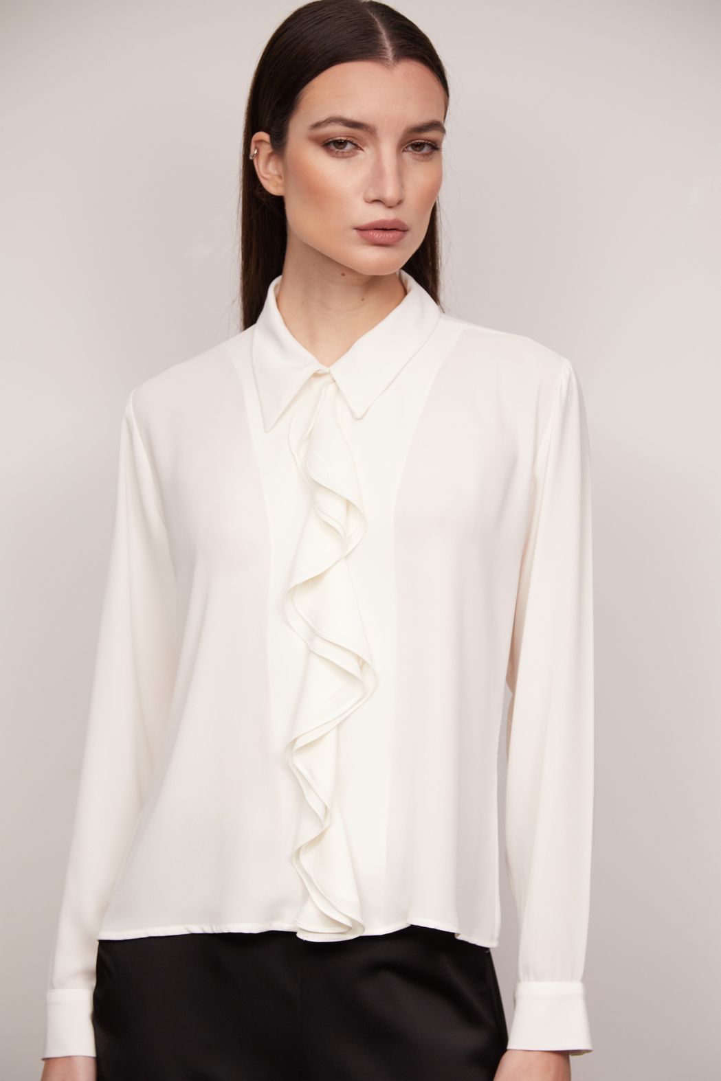Camisa Crepe Georgete Off White Livia