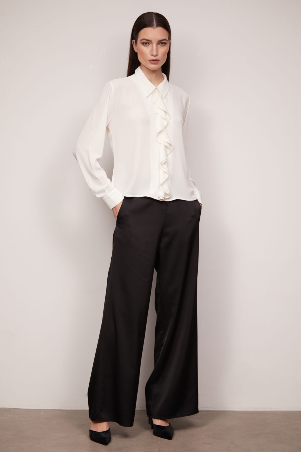 Camisa Crepe Georgete Off White Livia