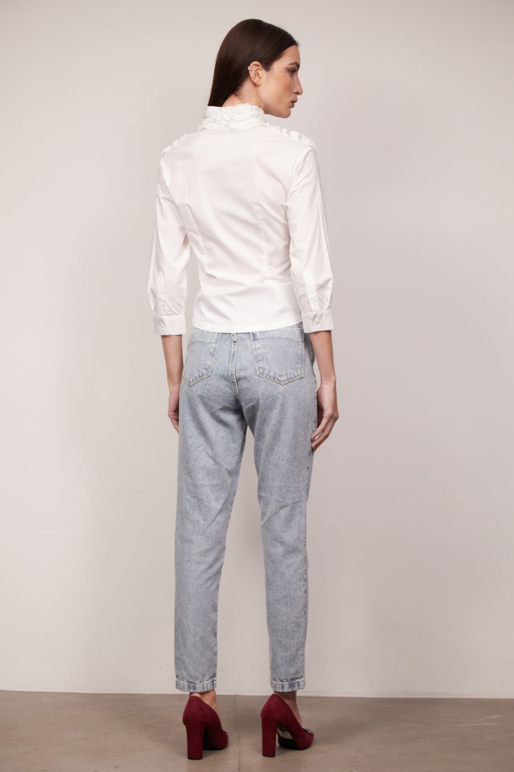 Camisa Jabô Tricoline Branco Carmela