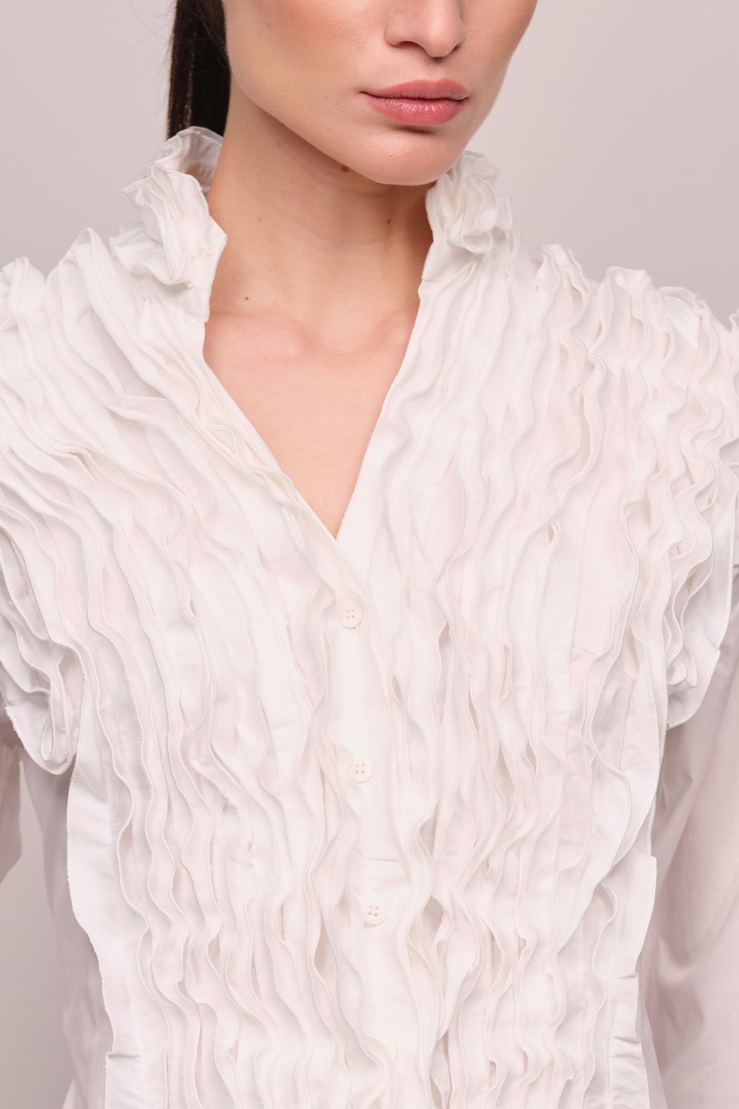 Camisa Jabô Tricoline Branco Carmela