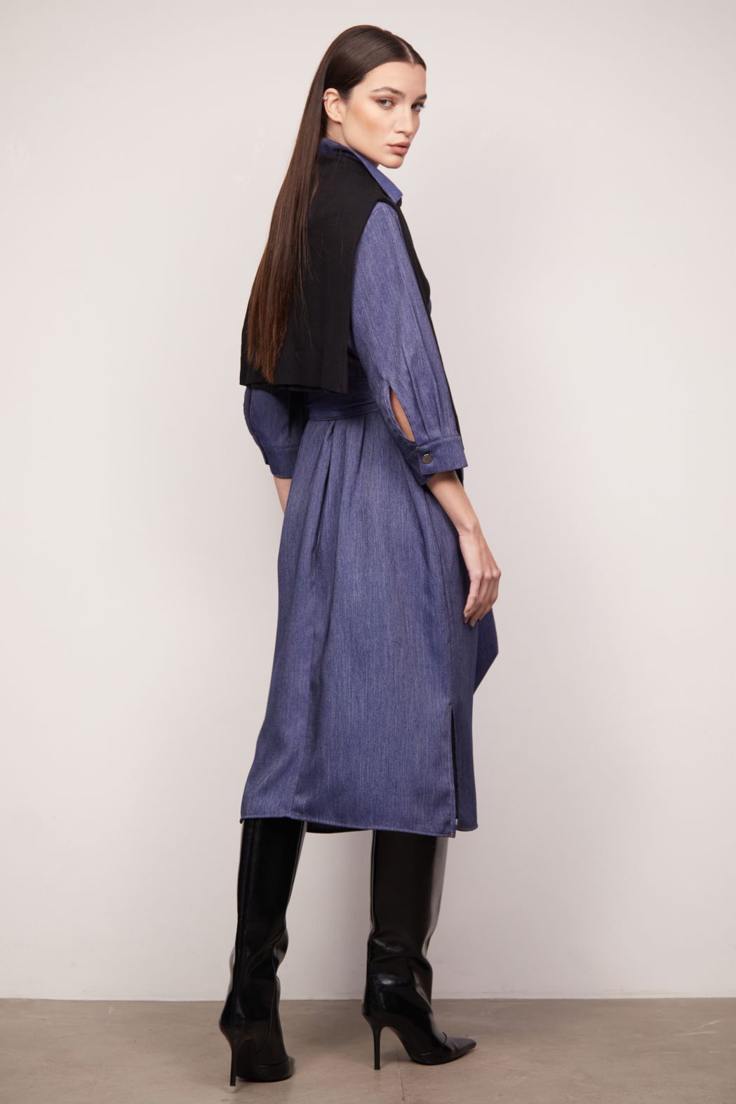 Vestido Midi em Tecido Jeans Julia