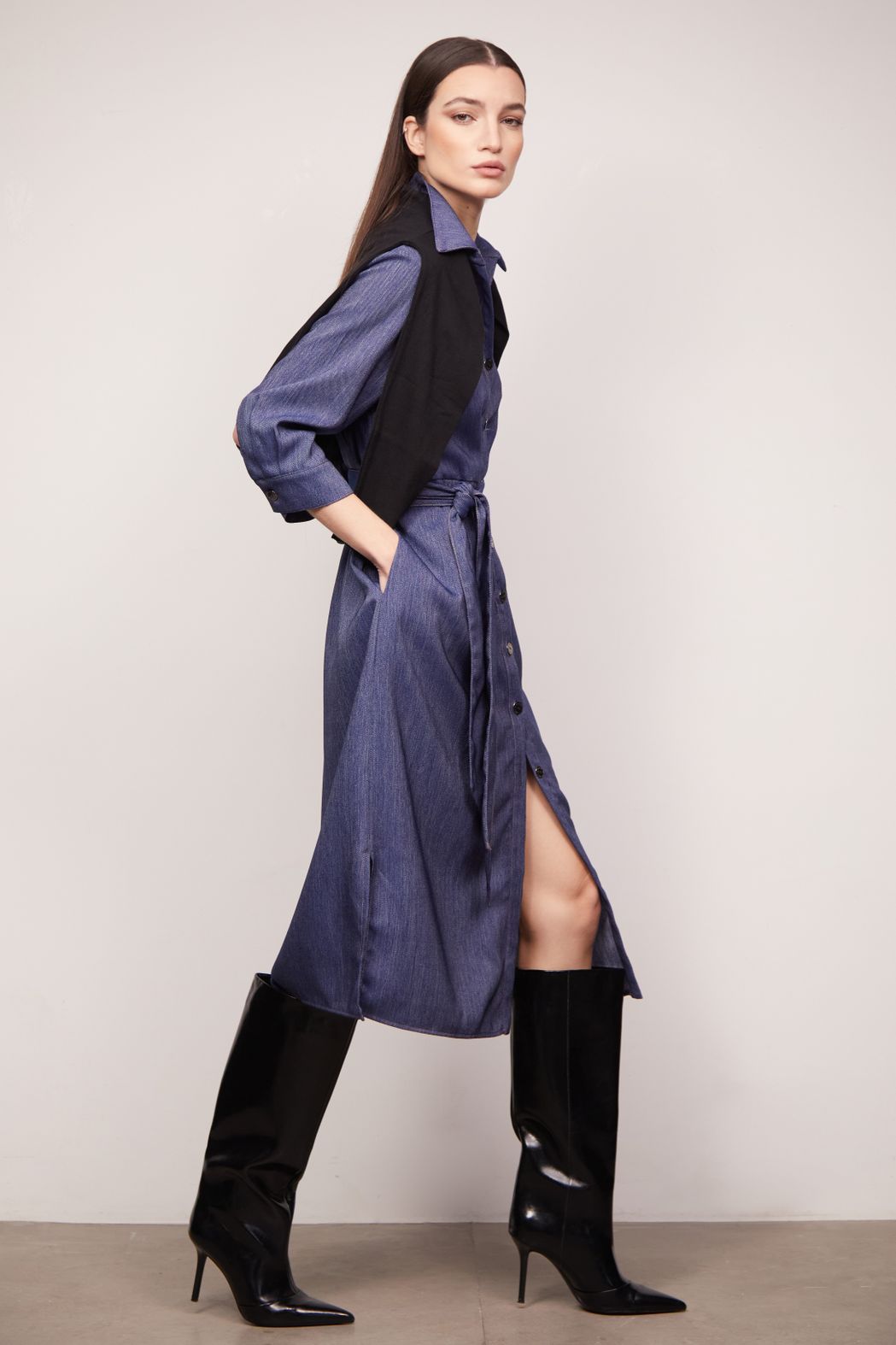 Vestido Midi em Tecido Jeans Julia