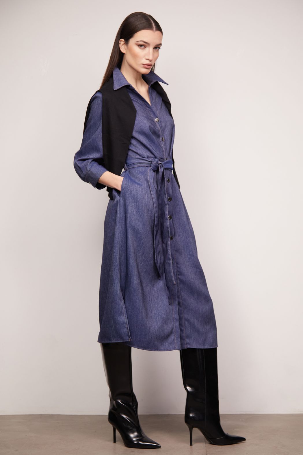 Vestido Midi em Tecido Jeans Julia
