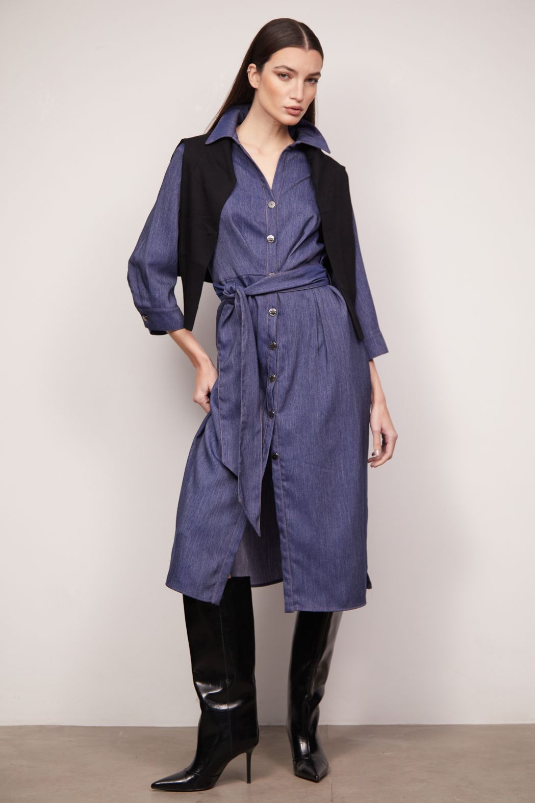 Vestido Midi em Tecido Jeans Julia