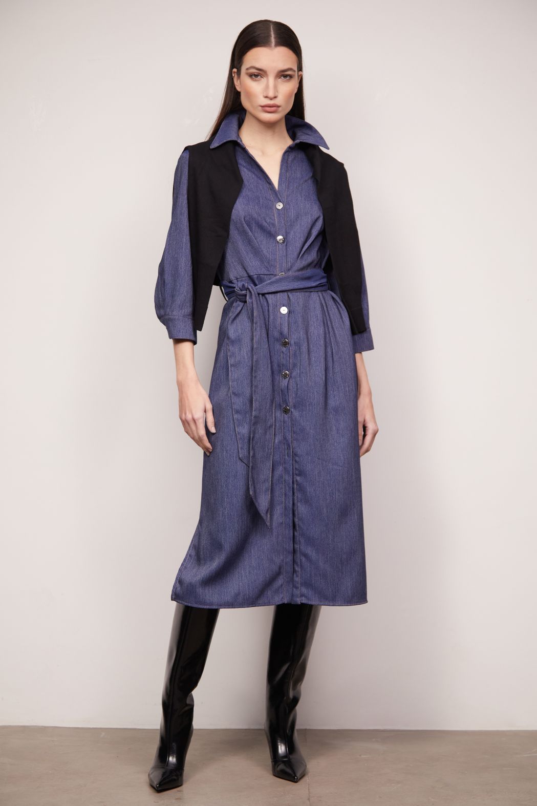 Vestido Midi em Tecido Jeans Julia
