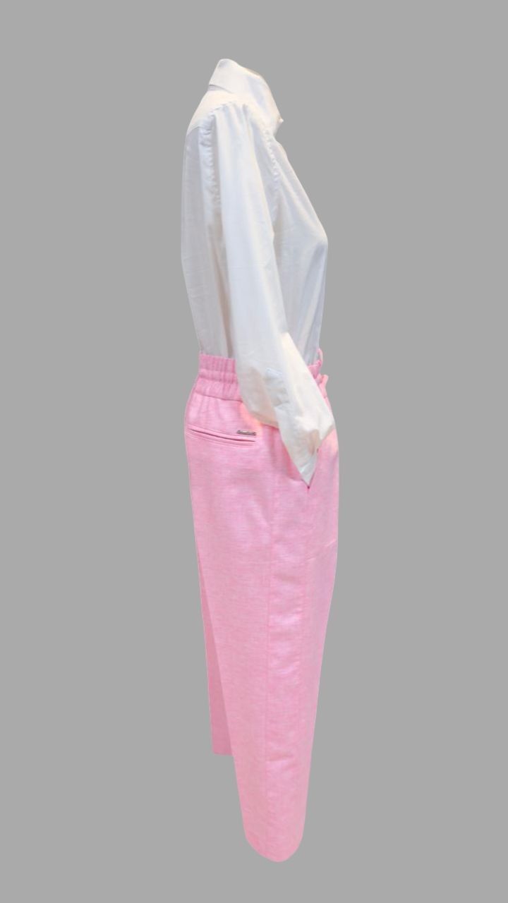 Calça Jogging Reta de Viscolinho Rosa Lucia