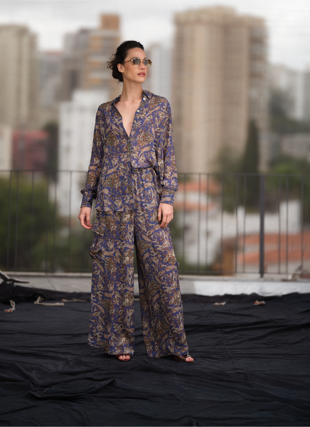 Calça Jogging em Crepe Estampado Maitê